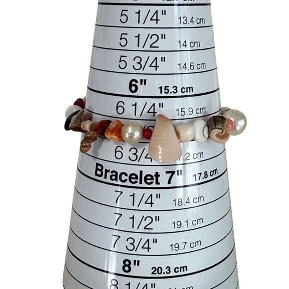 Seashell Pearl Whimsy Boho Beach Charm Bracelet Unique Ocean Inspired Jewelry - Picture 5 of 5